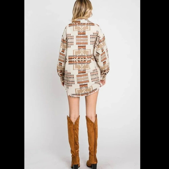 Boho Aztec Button Down Jacket New - Picture 4 of 8